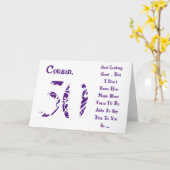 Leuk, 50ste verjaardag, neef, paarse en witte teks kaart (Gele Bloem)