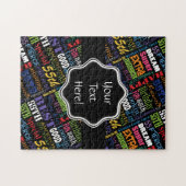 Leuk 55e verjaardagsfeestje gepersonaliseerd monog legpuzzel (Horizontaal)