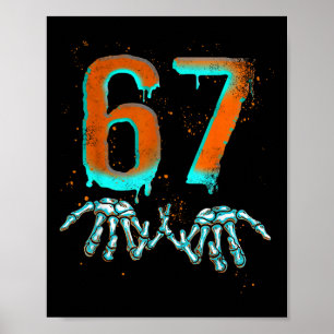 Leuk 67 Meme Halloween Skelet Poster