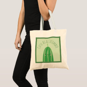 Leuk als Komkommer Grappige Kawaii Cutecumber Tote Bag