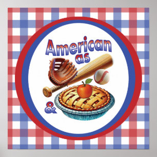 Leuk Amerikaans als Honkbal & Appeltaart Poster