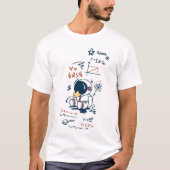 Leuk astronaut ruimte cartoon grafisch T-shirt (Voorkant)