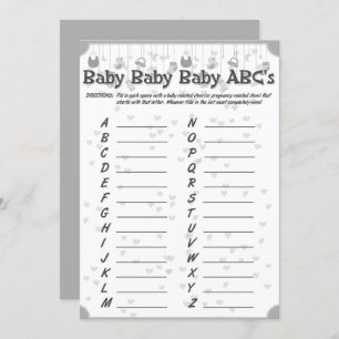 leuk baby shower unisex abc spel kaart