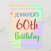 Leuk, Basic "60th Birthday" Uitnodiging voor verja (Voorkant / Achterkant)