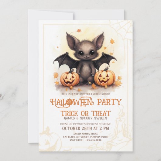 Leuk Bat Halloween Feest Kaart (Voorkant)
