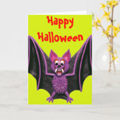 Leuk Bat Halloween Feest Kaart (Gele Bloem)