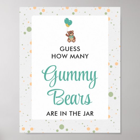 Leuk Beer Cub Baby shower Gummy Beer Guessing spel Poster (Voorkant)