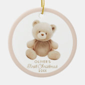 Leuk Beer Eerste Kerstmis Foto Ornament (Voorkant)
