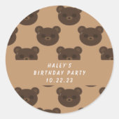 Leuk Beer Pattern Bruin Custom Birthday Ronde Sticker (Voorkant)