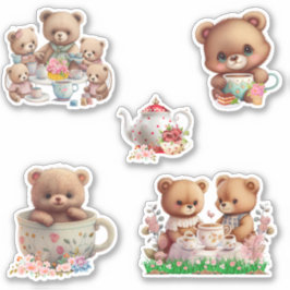 Leuk Beer Tea Party Set van 5 Sticker
