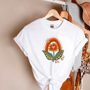 Leuk ben jij bloemige regenboog moderne inspiratie t-shirt