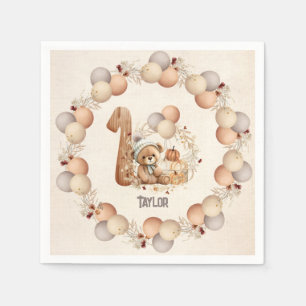 Leuk Beren Herfst Beary 1st Verjaardags Papier Ser Servet
