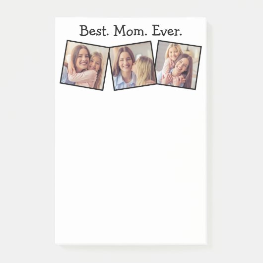 Leuk Beste Mam Ooit 4 Fotocollage Zwart Post-it® Notes (Voorkant)