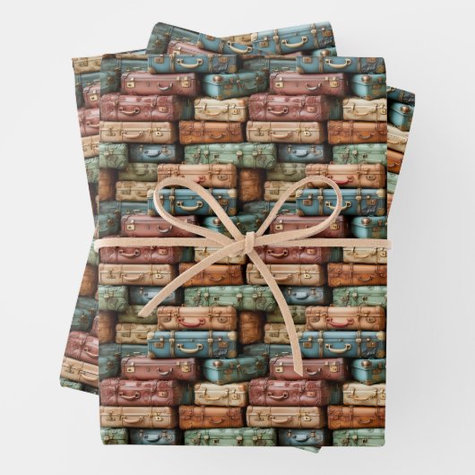 Leuk betegeld reizen koffers patroon inpakpapier vel (In situ)