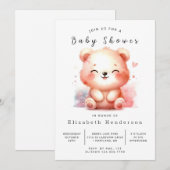 Leuk bewerkbaar Beer Baby shower Kaart (Voorkant / Achterkant)