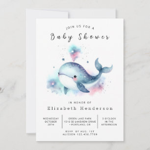 Leuk bewerkbaar Whale Baby shower Kaart