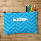 Leuk Blauw Chevron Patroon Gepersonaliseerd Potloo Etui