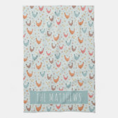Leuk blauw familienaam Chicken Boerderij Pattern Theedoek (Verticaal)