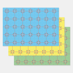 Leuk blauw, groen, geel, helder inpakpapier vel