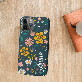 Leuk Bloeiende Kleurrijke Bloemen Patroon met Naam iPhone 11 Pro Hoesje