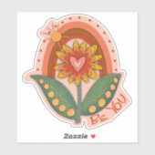 Leuk Bloemen Regenboog Hart Be You Inspirerend Sticker (Vel)