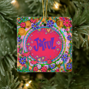 Leuk Bloemen Roze Vrolijke Gelukkige Inspirativite Keramisch Ornament