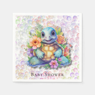 Leuk bloemig Zee schildpad en bubbels Baby shower Servet