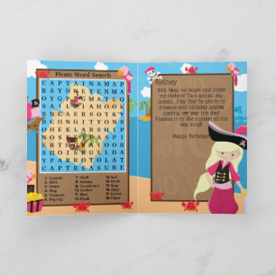 Leuk Blond Meisje Piraat Woordzoeken Gefeliciteerd Kaart