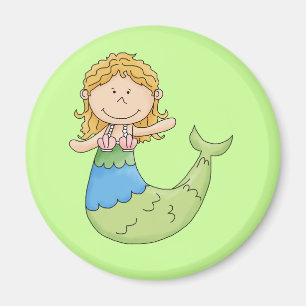 Leuk blond zeemeermin meisje vis ontwerp magneet