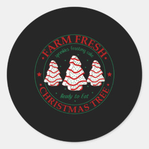 Leuk Boerderij Fresh Christmas Tree Cakes Familie Ronde Sticker