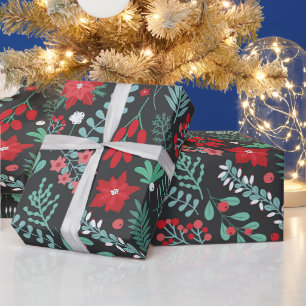 Leuk Botanisch Kerstpatroon - Poinsettias Cadeaupapier