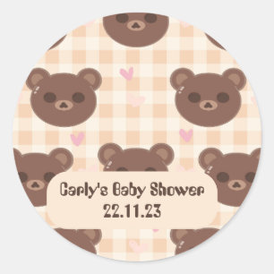 Leuk Bruin Beer Geel Plaid Classic Ronde Sticker