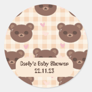 Leuk Bruin Beer Geel Plaid Classic Ronde Sticker