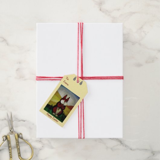 Leuk bruin konijntje met bloemetjes cadeaulabel (Met Touw)