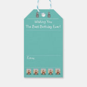 Leuk bruin konijntje met bloemetjes cadeaulabel (Achterkant)