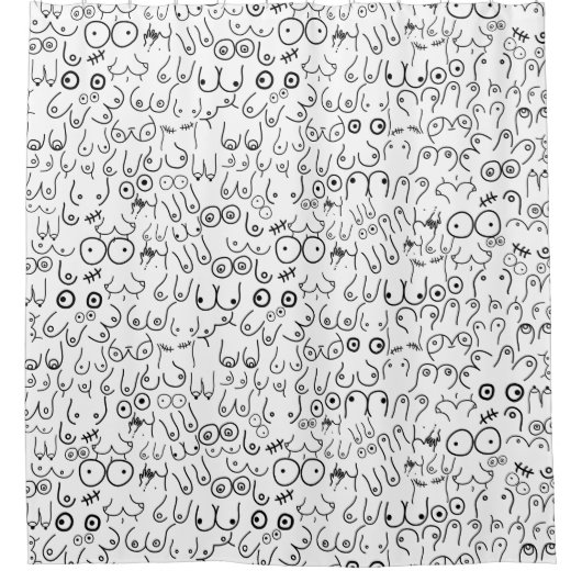 leuk bustpatroon douchegordijn (Voorkant)