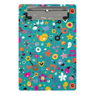 leuk cartoon patroon blauwgroen mini klembord