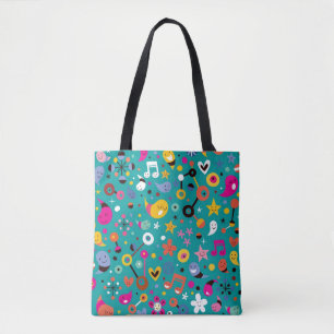 leuk cartoon patroon blauwgroen tote bag