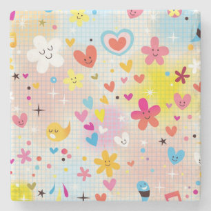 leuk cartoon-patroon stenen onderzetter