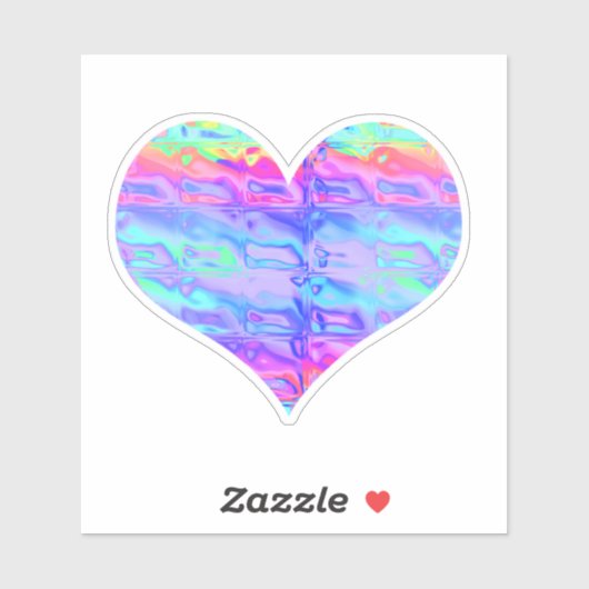 Leuk Chrome Metallic Neon Rainbow Heart Sticker (Vel)