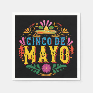 Leuk Cinco de Mayo Mexicaans Pet, kleurrijke bloem Servet