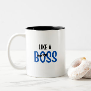 Leuk Citaat Als Een Baas, kantoor cadeaus Tweekleurige Koffiemok