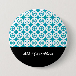 Leuk Concentrische Cirkels Patroon Aqua Wit Ronde Button 7,6 Cm