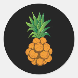 Leuk cool basketbal ananas ontwerp - grafische kun ronde sticker