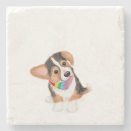 Leuk corgi puppy stone onderzetter