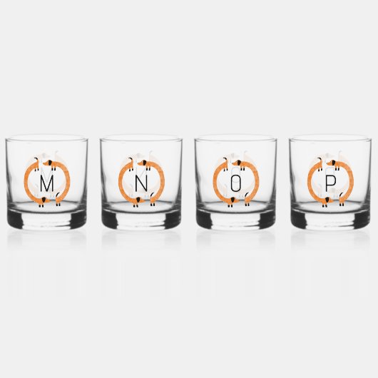 Leuk Dachshund Wiener Worst Dog Monogram Initiaal Whisky Glas (Voorkant)