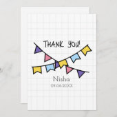 Leuk Dank u kinder lijn achtergrond met bunting Bedankkaart (Voorkant / Achterkant)