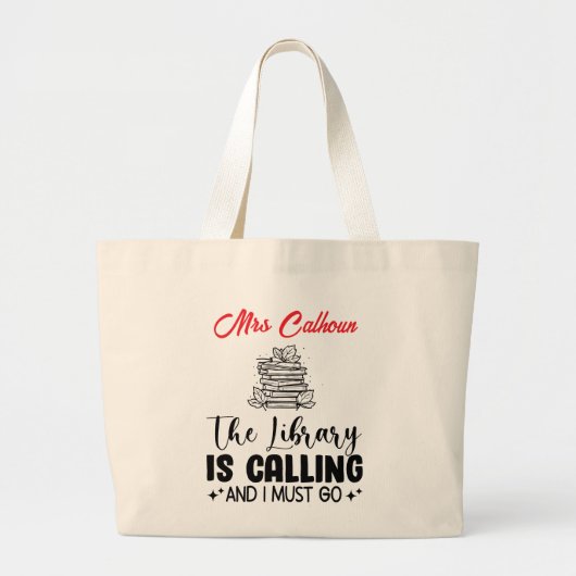 Leuk dat de bibliotheek belt grote tote bag (Voorkant)