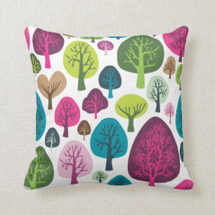 Leuk de bloem retro patroon van de natuurboom kussen