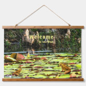 Leuk Decor Kikker Toad Lily Pad Welkom Hangend Wandkleed (Voorkant)